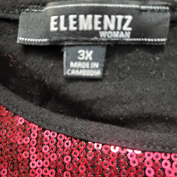 Red & black sequin T shirt - Picture 4 of 5